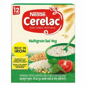 Pack of Nestle Cerelac Multigrain Dal Veg baby cereal.