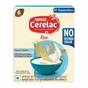 Pack of Nestle Cerelac Rice baby cereal.
