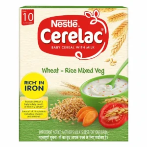 Pack of Nestle Cerelac Wheat Rice Mix Veg baby cereal.