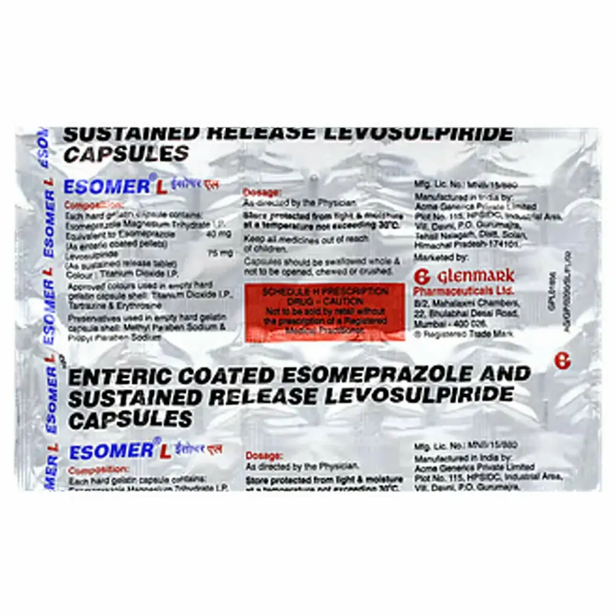 Esomer L Esomeprazole Levosulpiride Refractory GERD Cheaper Alternative Acidity Relief Guwahati Same-Day