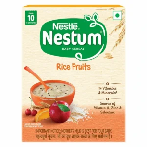 Pack of Nestle Nestum Stage 3 Rice Fruits baby cereal.