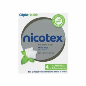 Pack of Nicotex 4mg Mint Plus nicotine gums.