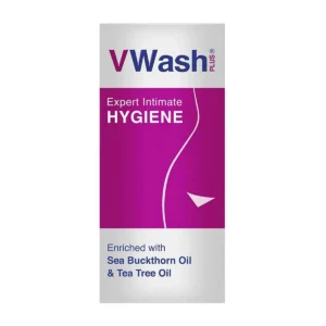 Bottle of VWash Plus Feminine Intimate Wash.