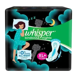 Pack of Whisper Bindazzz Nights XL Pads.