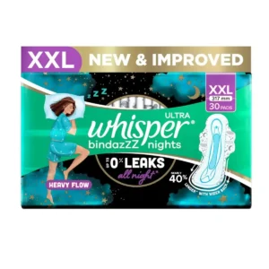 Pack of Whisper Bindazzz Nights XXL Pads.