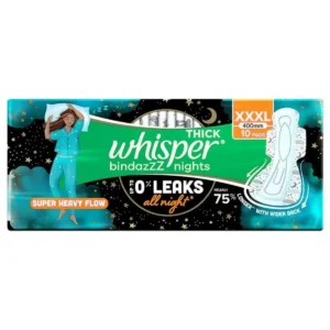 Pack of Whisper Bindazzz Nights XXXL Pads.